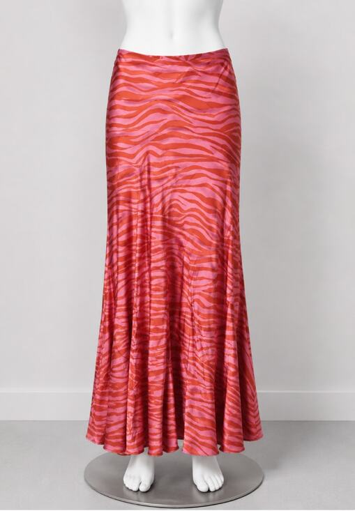 Monika The Label Dresses & Skirts - Monika Rust Orange Pink Patti Animal Print Maxi Skirt 100% Pure Silk XS